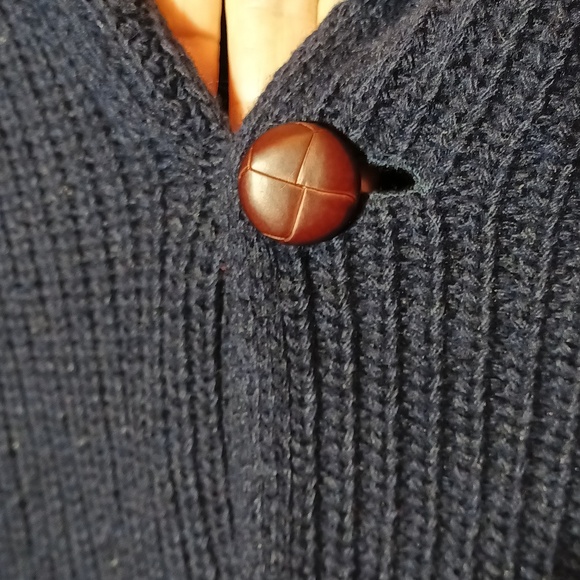 Italy Brunella Gori wool blend fisherman knit men's navy cardigan M - Picture 2 of 11